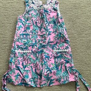 Lilly Pulitzer Pink and Blue Tropical Print Dress Size 5